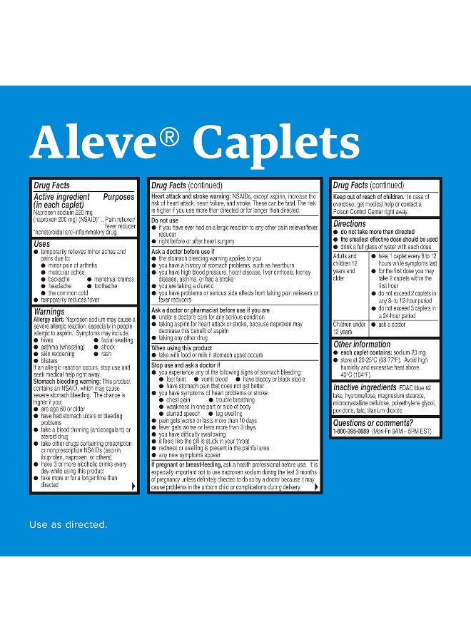 Aleve Soft Grip Arthritis Cap Tablets, Fast Acting All Day Pain Relief For Headaches, Muscle Aches, And Fever Reduction, Naproxen Sodium Capsules, 220 Mg, 270 Count - Image 2